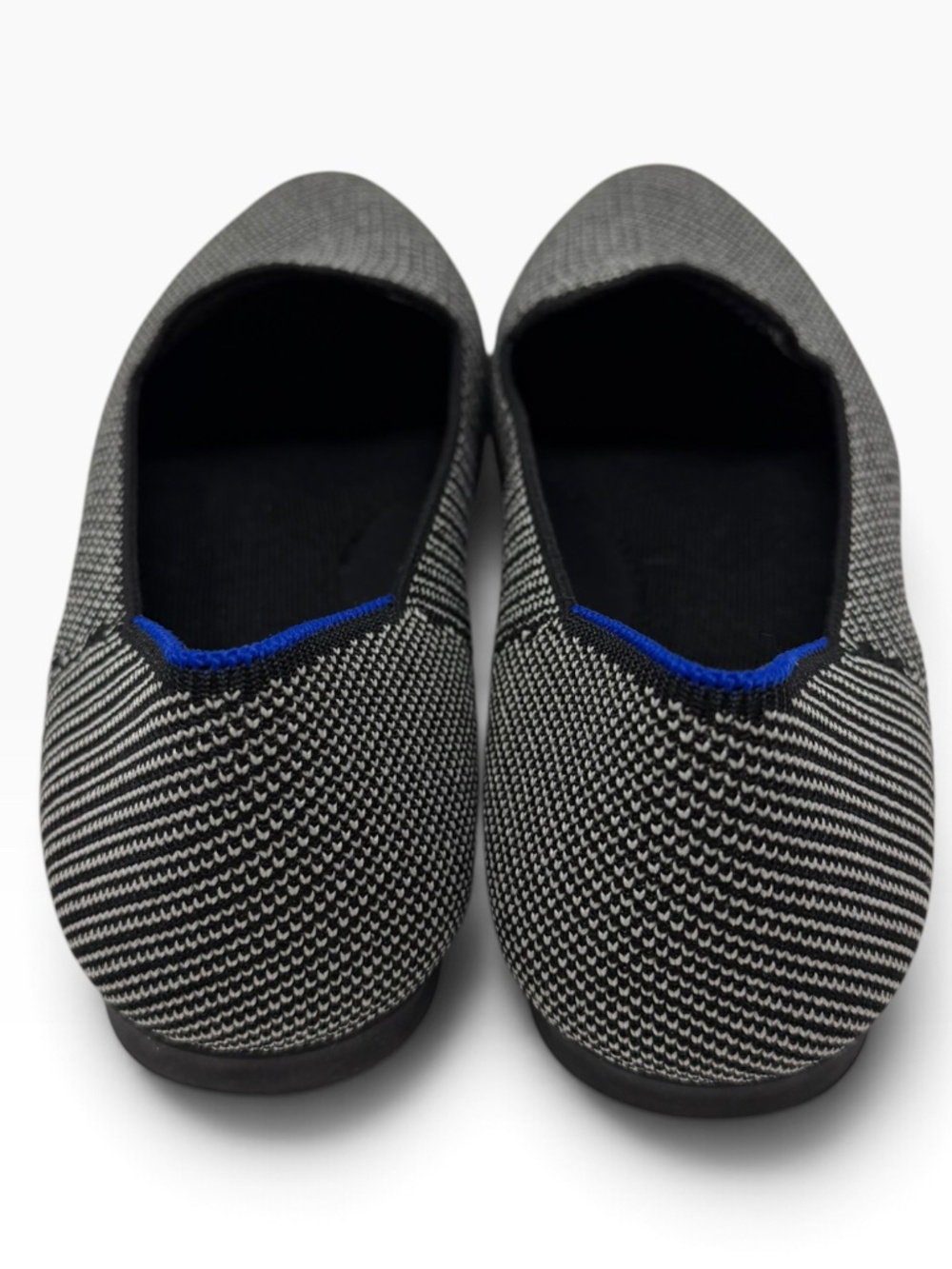 Rothy's The Almond Loafer Women's 9.5 Black White Knit Flats Blue Trim - Picture 10 of 11